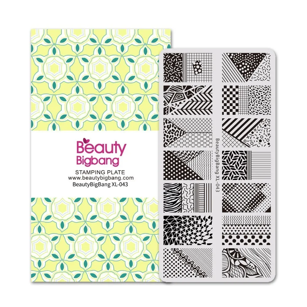BeautyBigBang Stamping Plates Set 7 PCS XL-040-046 Different Flower Geometry Image Nail Art Stamping Plates Stencil Mold Set