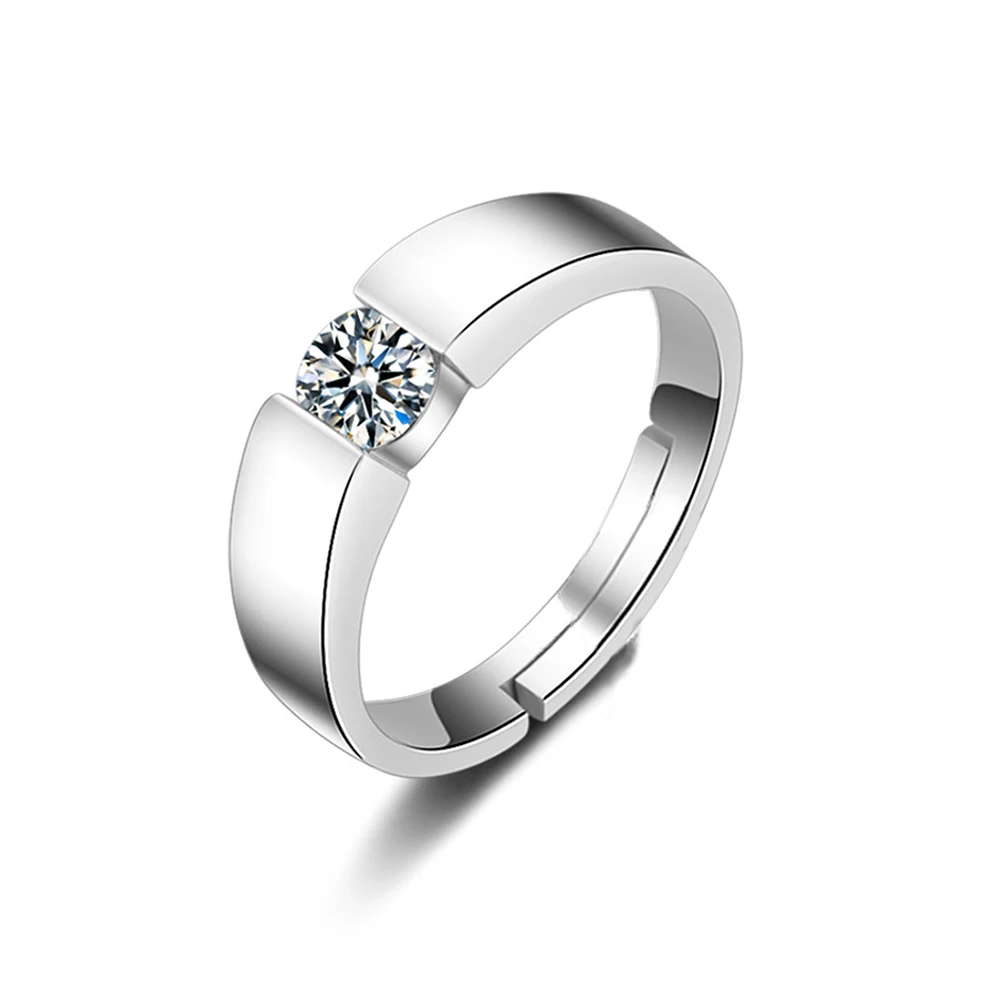 Fashion jewelry Crystal sparkling zircon Wedding Engagement Rings for Couples silver color Adjustable Ring women men Hot | Украшения и