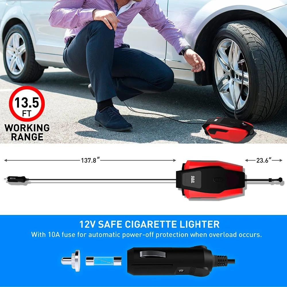 Портативный воздушный компрессор Pump150PSI 12V цифровой шинный насос с аварийным