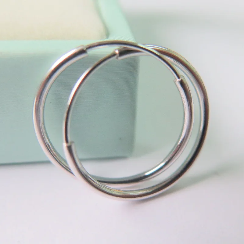 Женские гладкие серьги кольца 18 К белого золота 1 5 2 г|hoop earrings|earrings earringearrings hoop earrings