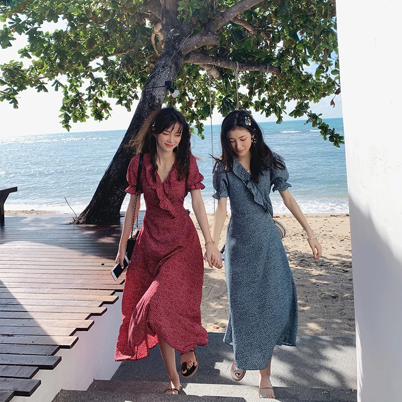 Женское шифоновое платье с цветочным принтом Mishow милое v образным вырезом