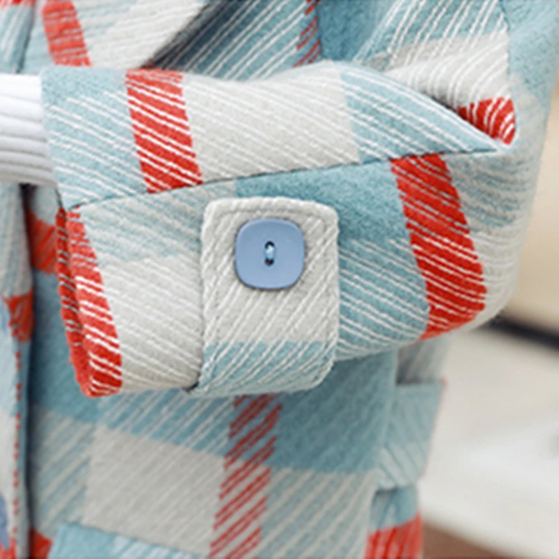 Новинка 2019 модное шерстяное пальто в клетку зимняя куртка Женская шерстяная