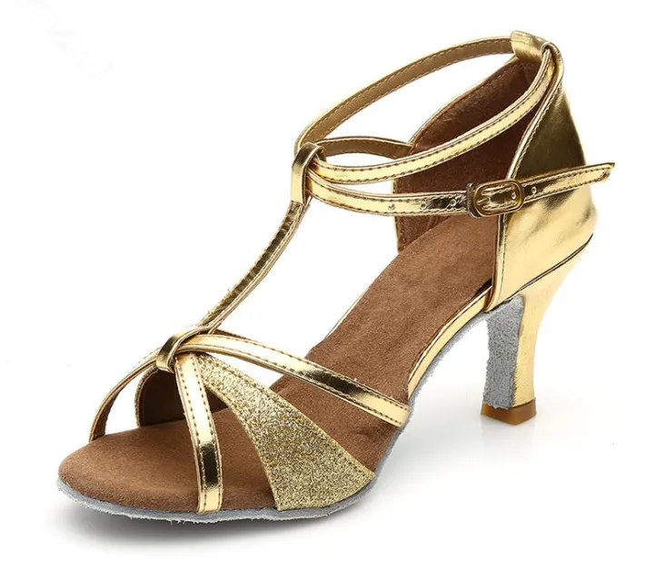 Новая женская обувь; Zapatos De Mujer; женская обувь для латинских танцев; женская обувь для танцев; женская Обувь для бальных танцев; sapato feminino; 5 см/7 см; - Цвет: -809Gold-5cm