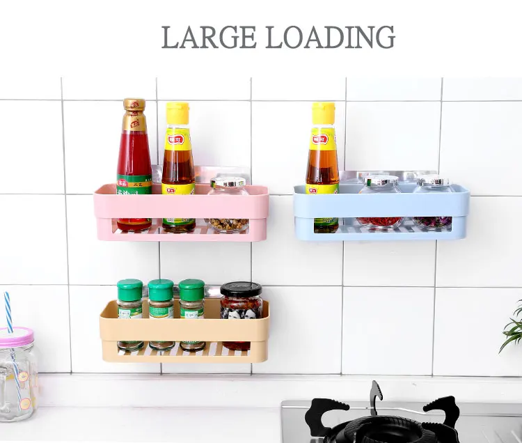 ZhangJi Bathroom Shelf Traceless Adhesive Tape Storage Rack Holder Bathroom Kitchen Accessories No Drill Hanging Organizer