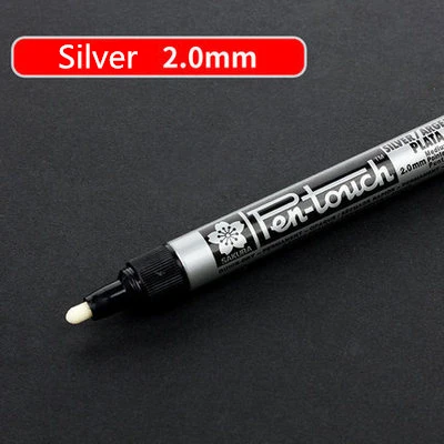Silver 2mm 1 шт. Sakura водонепроницаемый жирный маркер с перманентной краской ручка для подписи шина CD стекло художественная картина в стиле комикса школьные канцелярские принадлежности - Цвет: Silver 2mm