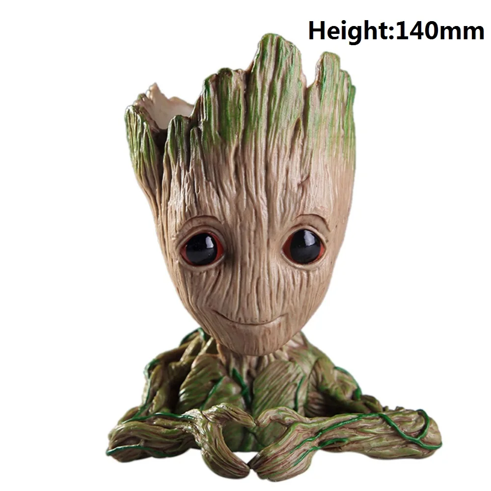 Height140mm ПВХ Цветочный Горшок Кашпо «Грут» плантатор модель игрушки ручка горшок держатель украшение стола день рождения подарки для детей - Цвет: Height140mm