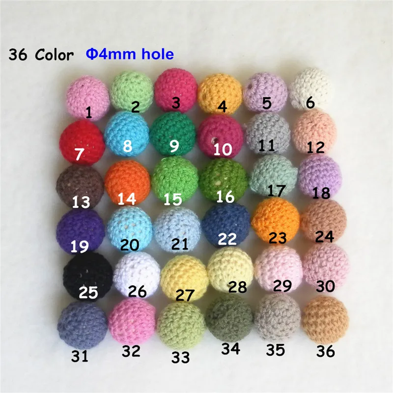 choose color Chenkai 10 шт. 20 мм круглые вязаные крючком деревянные шарики для украшения своими руками детские деревянные украшения Прорезыватель для зубов ожерелье игрушка-браслет - Цвет: choose color