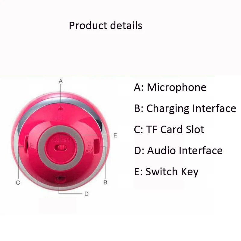 Universal Ball with Light Bluetooth Speaker MP3 Outdoor Card Gift Mini Speakers Radio 3D Sound 3W 5V Red |