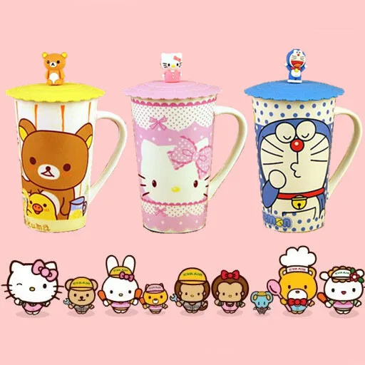 Керамическая кружка котенка с крышкой чашка Doraemon Rilakkuma мультяшная подарок для