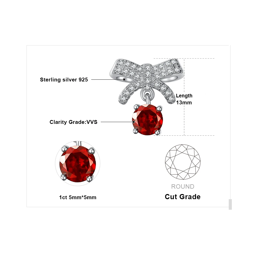 JewelryPalace проложить бантом 1ct Подлинная Гранат мотаться серьги серебро 925 ювелирные
