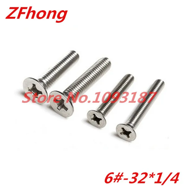 

100 шт., винты с плоской головкой из нержавеющей стали A2 6 #-32x1/4 Phillips
