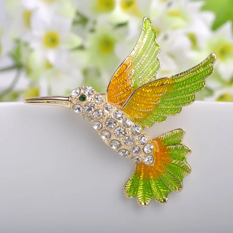 Маленькая зеленая брошь в виде птицы модная женская для вечеринки Ювелирное