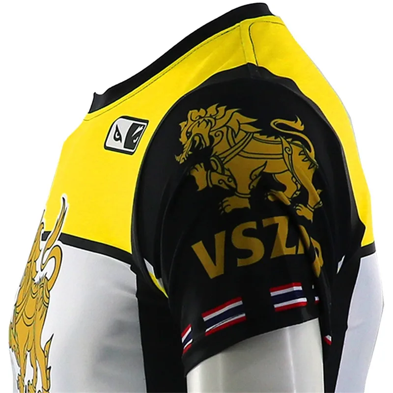 VSZAP quick-drying jersey MUAY THAI boxing short sleeve T-shirt for MMA fitness elastic fighting men Gym shirts | Спорт и