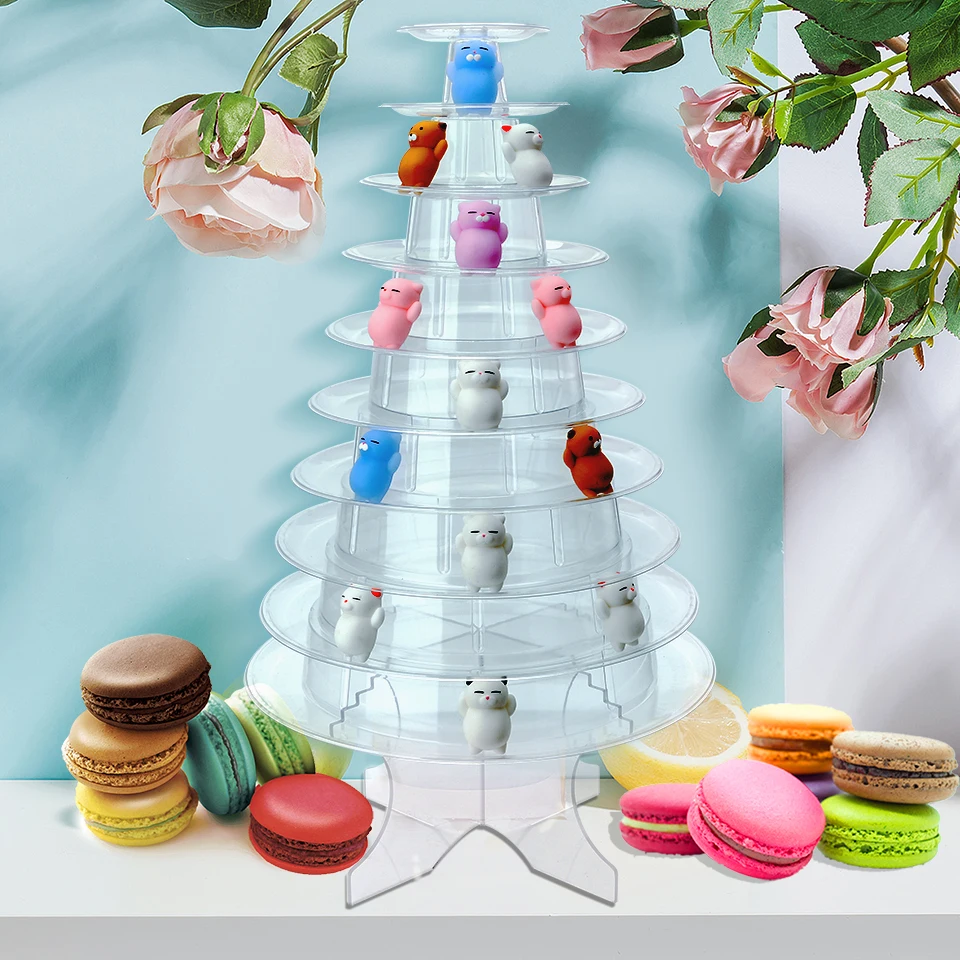 Transhome Macaron Стенд 10 слоев Jumbo Macarons Дисплей Башня торт стенд Macaron башня для украшения свадьбы День Рождения Вечеринка