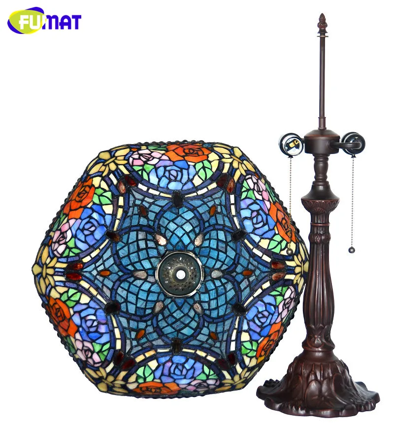 Лампа FUMAT из витражного стекла настольная лампа с розовым оттенком прикроватная