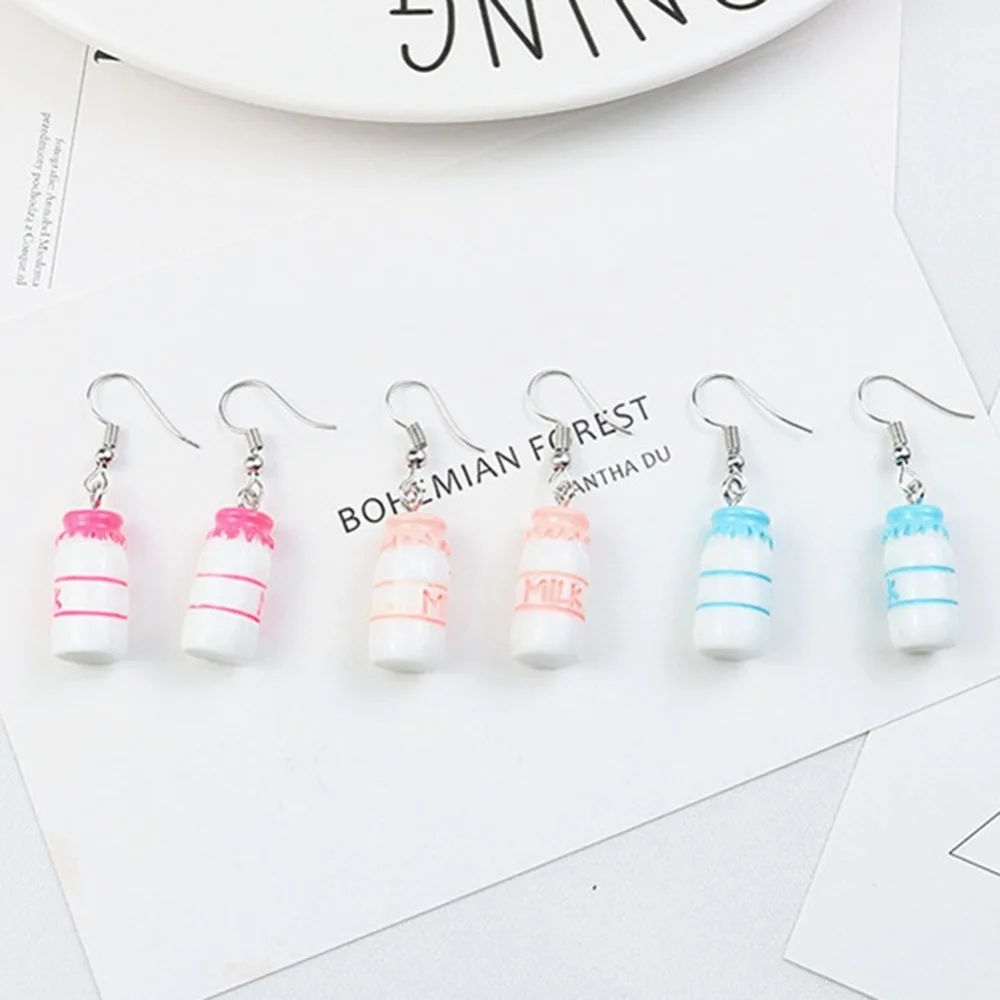 Женские Висячие серьги ручной работы из смолы для пива колы в бутылке молочной