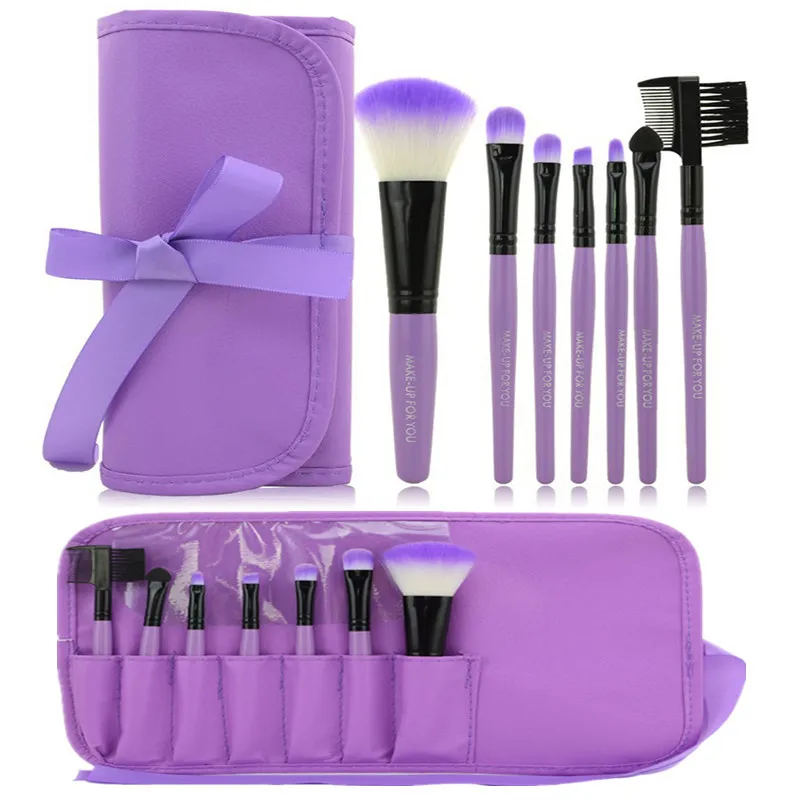 Hot 7pcs Kit Makeup Brushes Professional Set Cosmetic Lip Blush Foundation Eyeshadow Brush Face Make Up Tool Beauty Essentials|makeup brush bag|brush