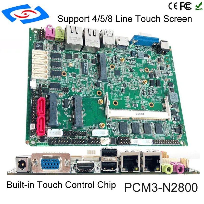 Двойная материнская плата Lan Intel Atom N2800 без вентилятора с поддержкой 12 В