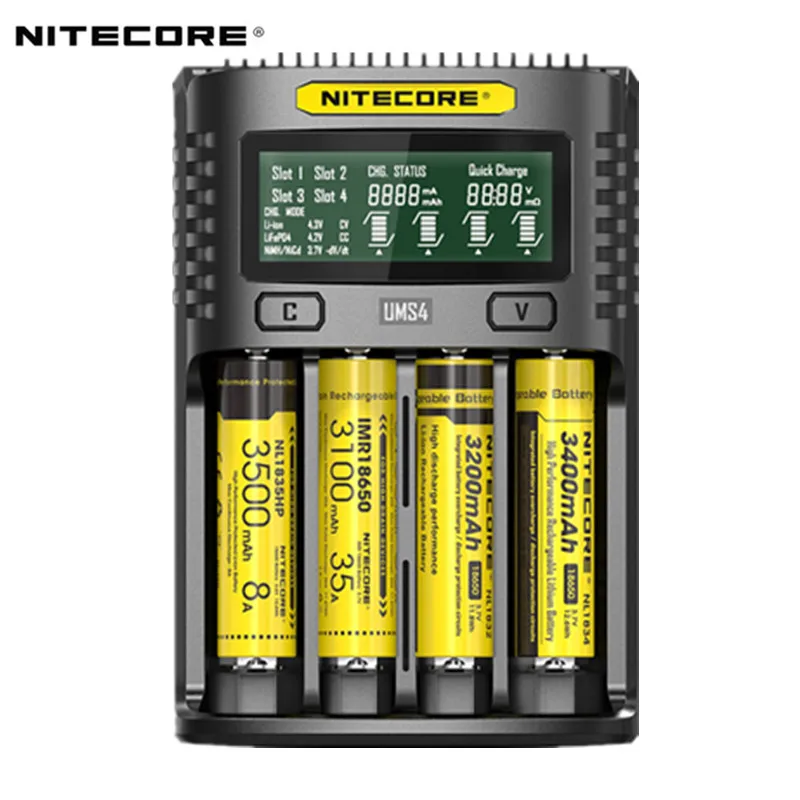 NITECORE UMS2 UMS4 интеллектуальное зарядное устройство USB выход 3A для LiFePO4 литий ионный Ni