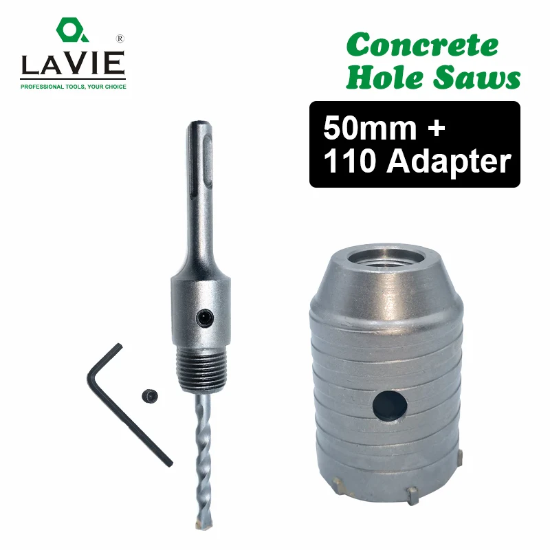 LA VIE 1 set SDS PLUS 50mm Concrete Hole Saw Electric Hollow Core Drill Bit Shank 110mm Cement Stone Wall Air Conditioner Alloy