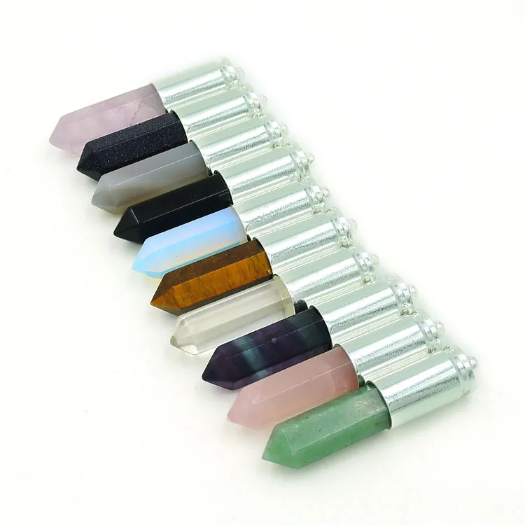 Прозрачые Кварцевые/Серый агат e/флюорит шестигранная колонна точечный Penadnts