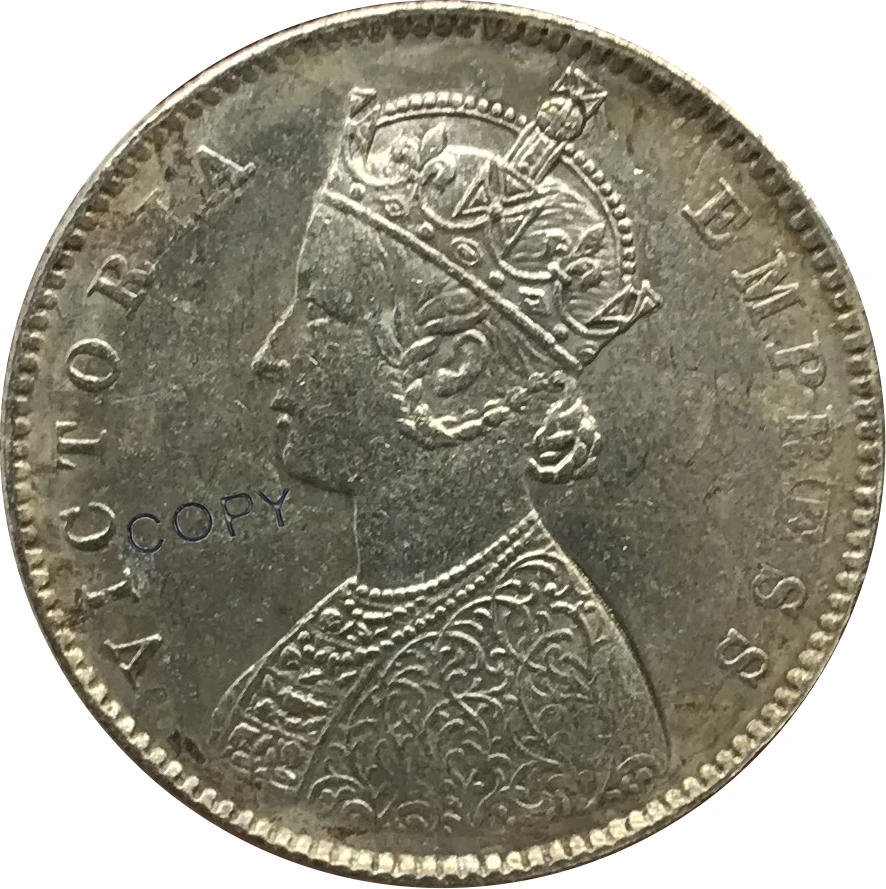 

1886 индийская половина Rupee Victoria Queen предметы коллекционирования из мельхиора, покрытые серебром копия монеты