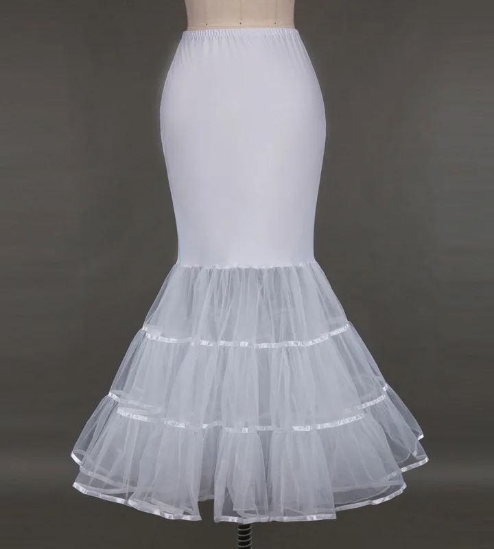 White Petticoat Белая юбка покроя "Русалка" подъюбник нарядные юбки кринолин свадебные вуаль винтажное платье рокабилли Нижняя юбка для свадебное платье - Цвет: White Petticoat