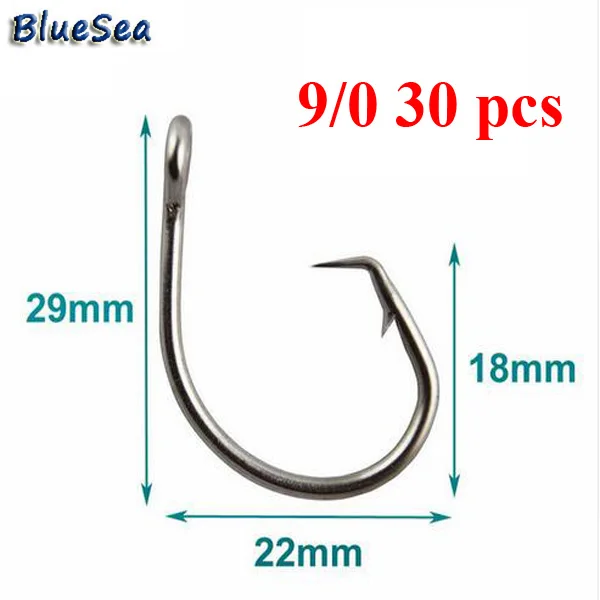 BlueSea 39960 8/0-14/0 30 шт./упак. рыболовные крючки из нержавеющей стали с круглым тунцом большая игра рыболовные крючки - Цвет: 9 0 30pcs