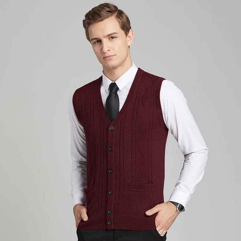 2020 Новое поступление осенняя одежда свитер мужские однотонные жилеты шерстяной