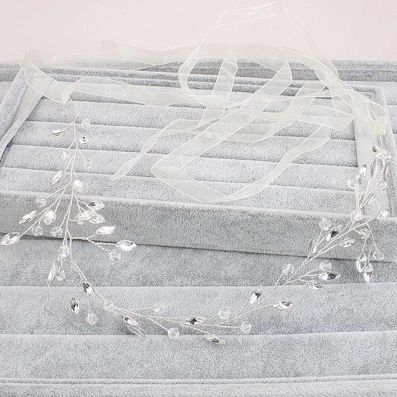 Лента для волос ручной работы с прозрачными кристаллами | Украшения и аксессуары