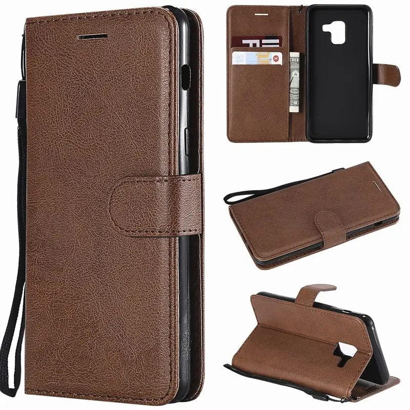 Brown Case 2 Чехол для Samsung Galaxy A8 чехол Samsung A8 Plus откидная крышка кожаный кошелек Люкс чехол ретро складной протектор - Цвет: Brown Case 2