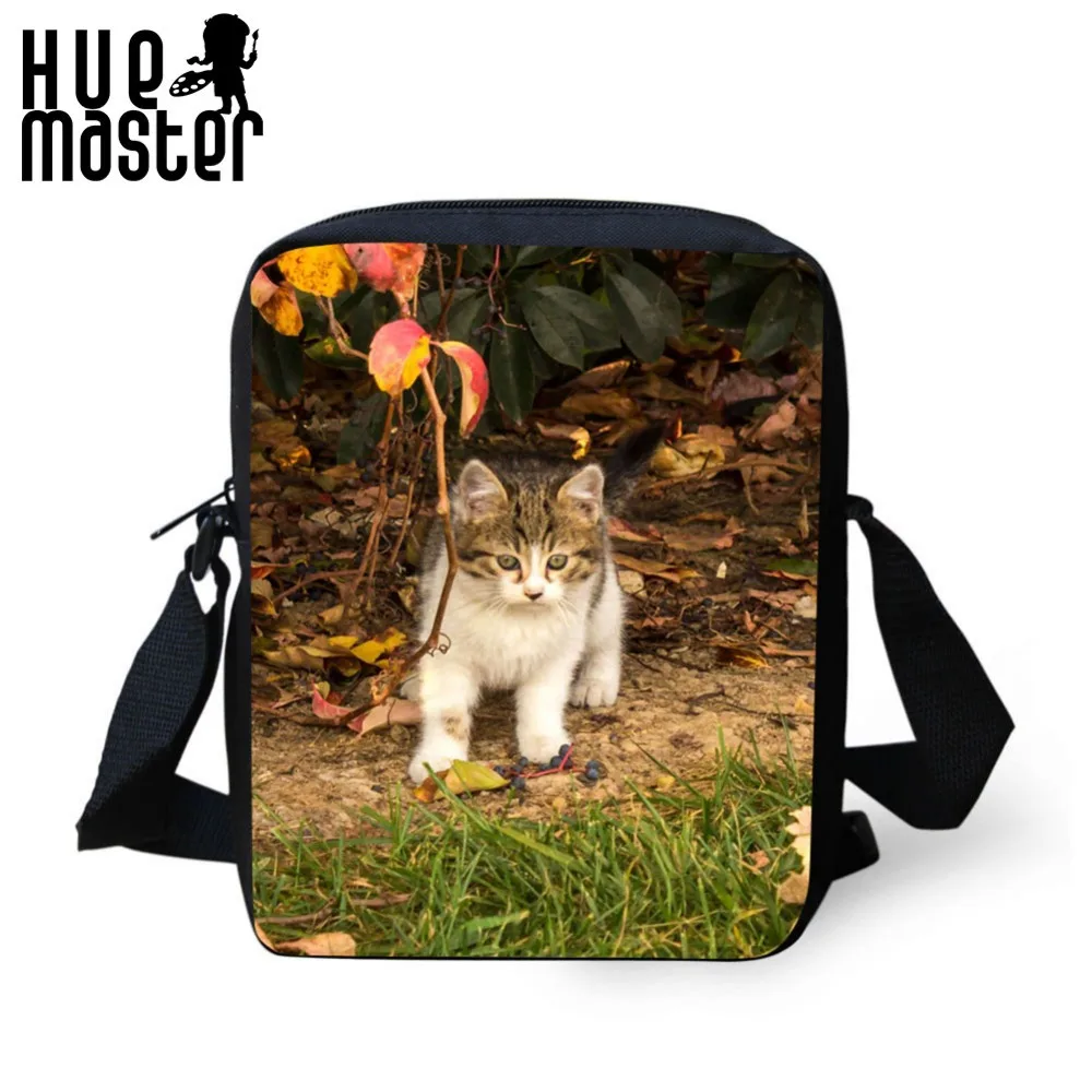 Миниатюрные сумки мессенджеры с изображением милого кота спереди женские
