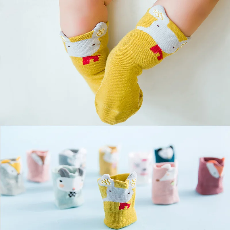 2018 New baby girl boy knee socks anti slip Baby Cartoon toddler lovely stereo ear sock 5 color suit gift | Детская одежда и обувь