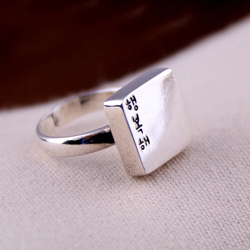 S925 натуральная серебро кольцо женские модели на корейской моды квадратное все