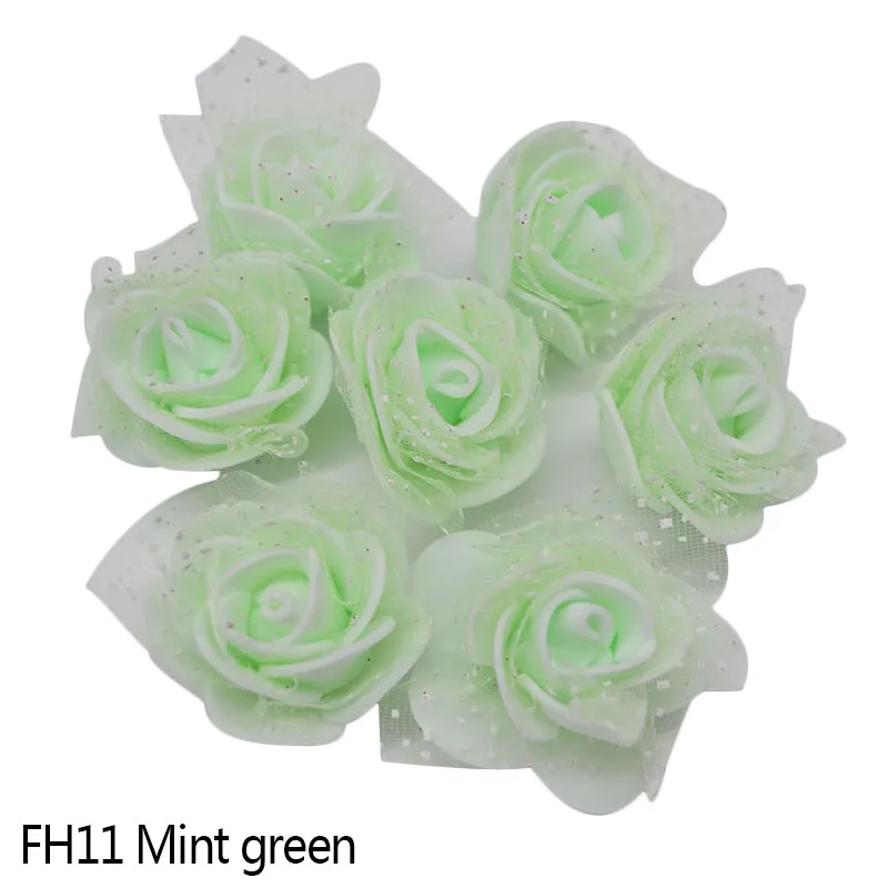 Mint Green 50 шт./лот, 3,5 см, пенопластовые цветы ручной работы, искусственные из ПЭ пены, голова цветка розы, свадебное украшение для дома, сделай сам, скрапбукинг, ремесла - Цвет: Mint Green