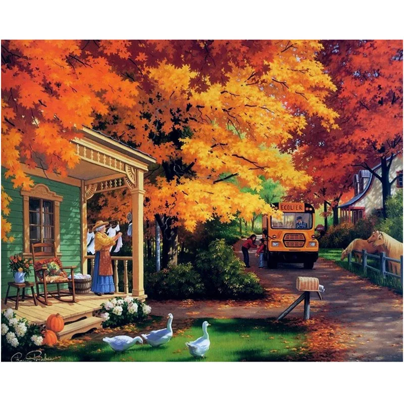 5d road of autumn Алмазная вышивка наборы для рисования декорации квадратные полный