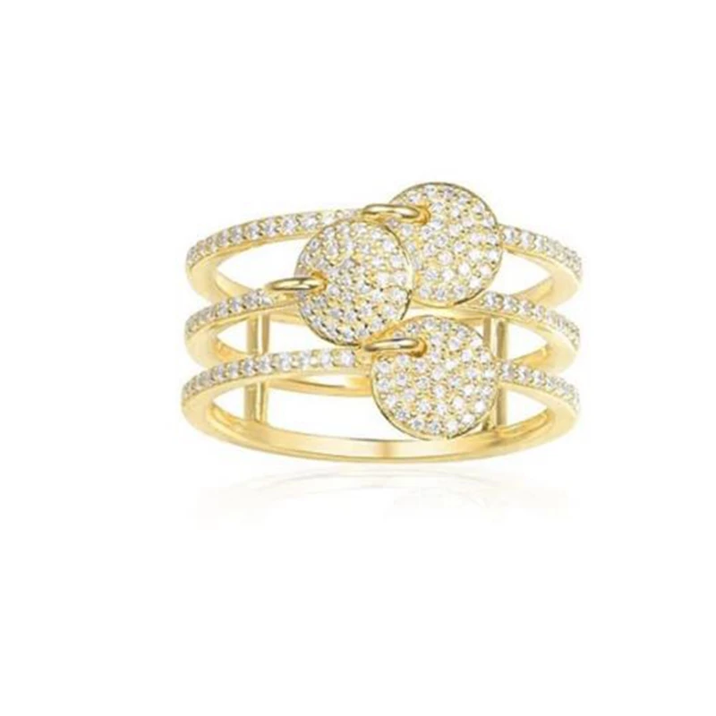 Женское Двухслойное кольцо с кисточками обручальное на палец цирконом AAA |