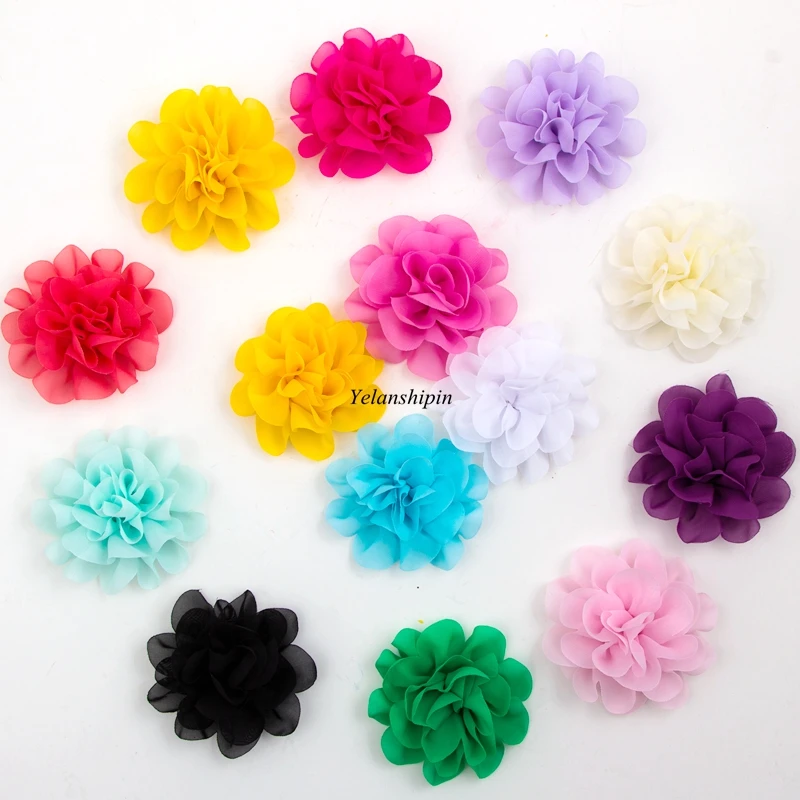 120 шт./лот 10 см 14 цветов заколка для волос пушистые шифоновые цветы для детей аксессуары для волос искусственные тканевые цветы для повязок н... от AliExpress RU&CIS NEW