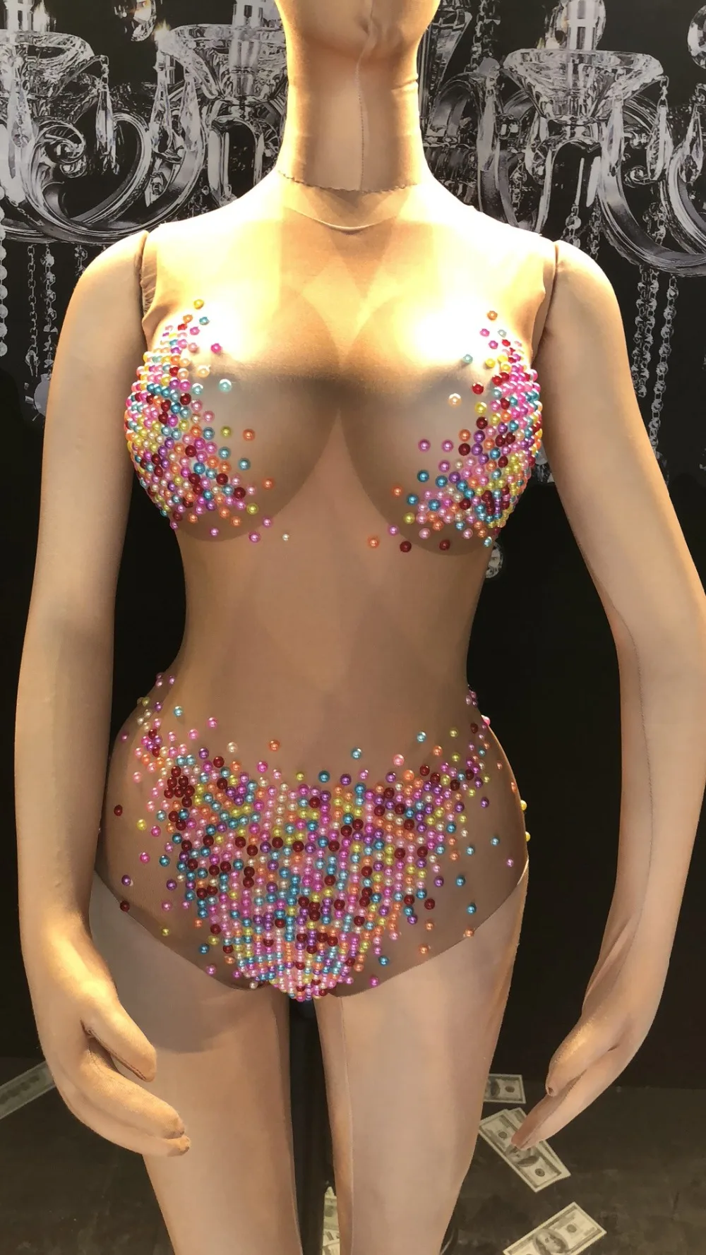 

2021 Women New Sparkly Rhinestones Sexy Bodysuit DJ DS Female Singer Nightclub Dance Stones Skinny Stretch Performance Bodysuit