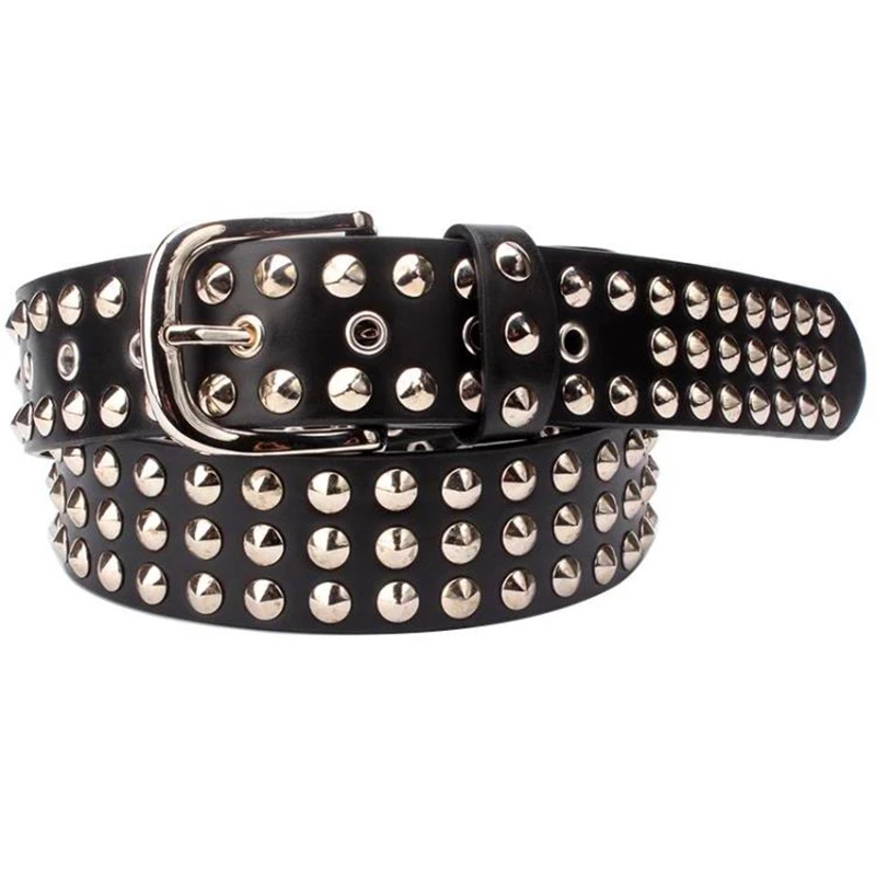 

Big metal rivet belt women Round rivets Spike sequins belt punk Simple decorative waistband belt for men