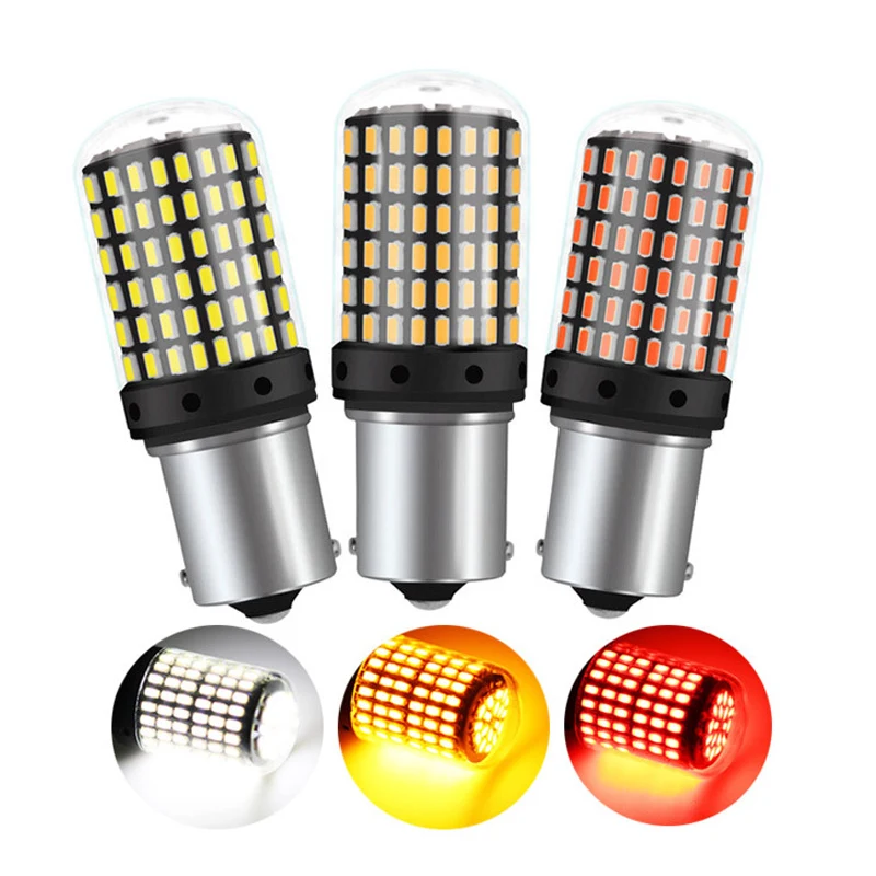 1 шт. 1156 светодиодные Canbus BA15S P21W S25 144 LED 4014 чипы 6000K белый красный желтый стоп