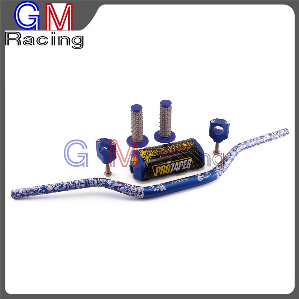 Blue pattern A 1 1/" Жир Бар 28 мм руль ручки 28 мм зажимы колодки для KAWASAKI KX125 KX250 KX250F KX450F KXF250 KXF450 KX 250F 450 мотоцикл - Цвет: Blue pattern A