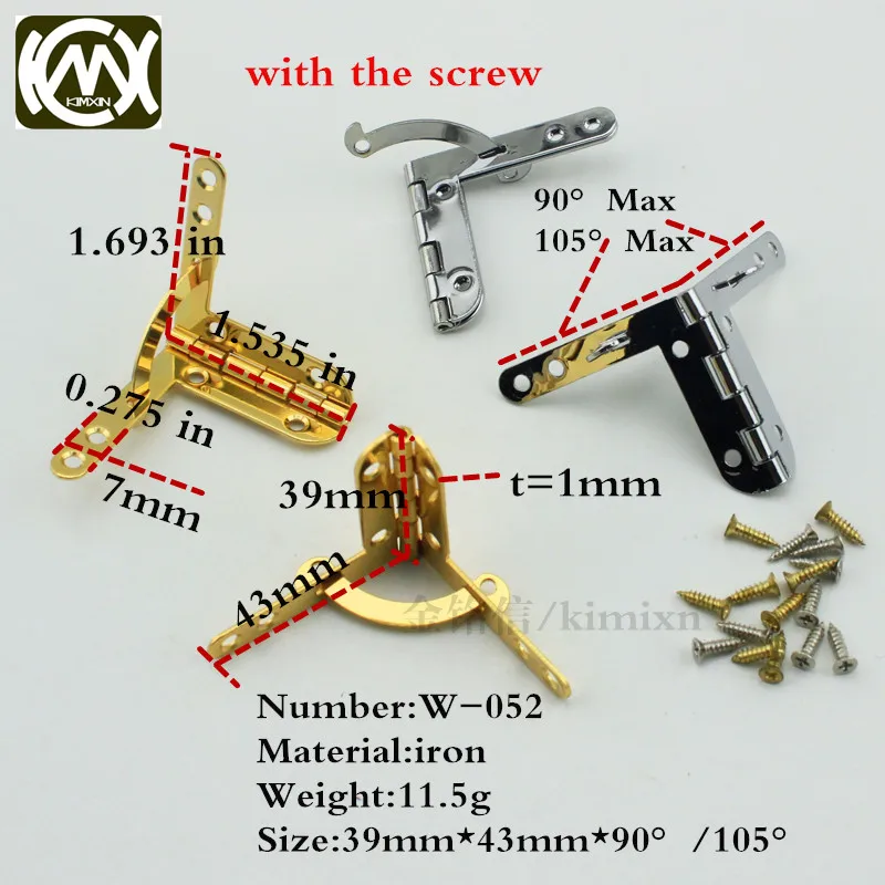 

10 шт. 39*43 мм, оборудование Kimxin, маленькие деревянные коробки, металлические петли и петли для шкатулок для ювелирных изделий, фурнитура для мебели