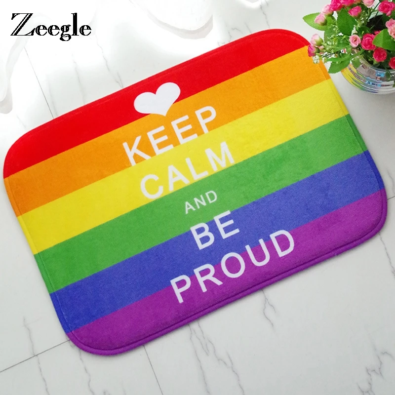 

Zeegle Bathroom Doormat Carpet Living Room Floor Mat Anti-slip Mats Children Room Bedside Rugs Colorful Rainbow Printed Mat