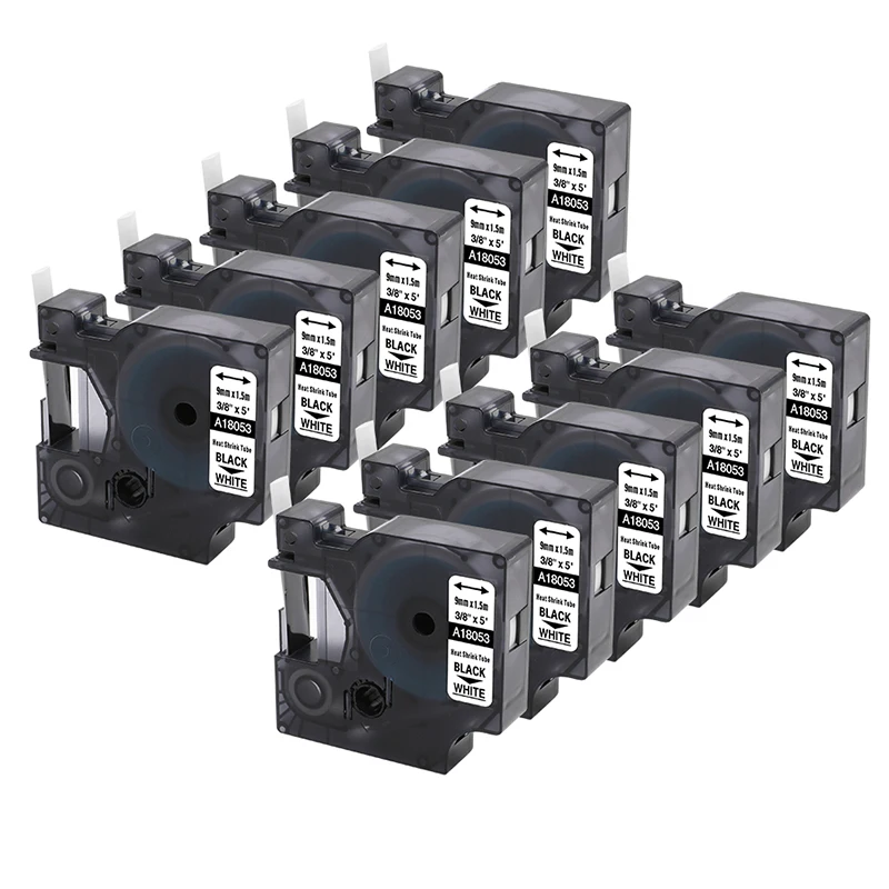 10 шт. термоусадочные трубки Rhino 18053 3/8 9 мм * 1 5 м совместимы с DYMO LabelWriter и 4200 5200