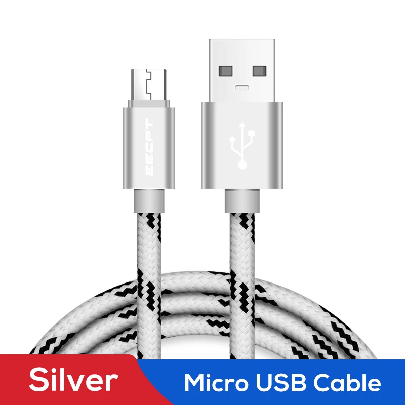 Colorful Silver EECPT кабель Micro USB для samsung S7 S6 Xiaomi Redmi Note 5, шнур для быстрой зарядки и передачи данных, usb-кабель для зарядного устройства, кабель для мобильного телефона Microusb - Цвет: Colorful Silver