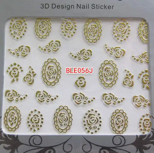 BLE056J Gold 2 шт BLE049J-060J золото и серебро милый дизайн ногтей стикер лист Бабочка цветок часы лук Звезда Сердце Кошка - Цвет: BLE056J Gold