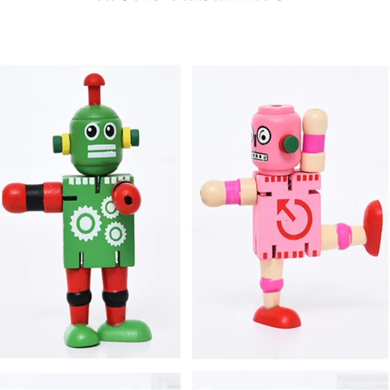 Small wooden Children Wooden early childhood toys creative personality building blocks deformable elastic robots | Игрушки и хобби