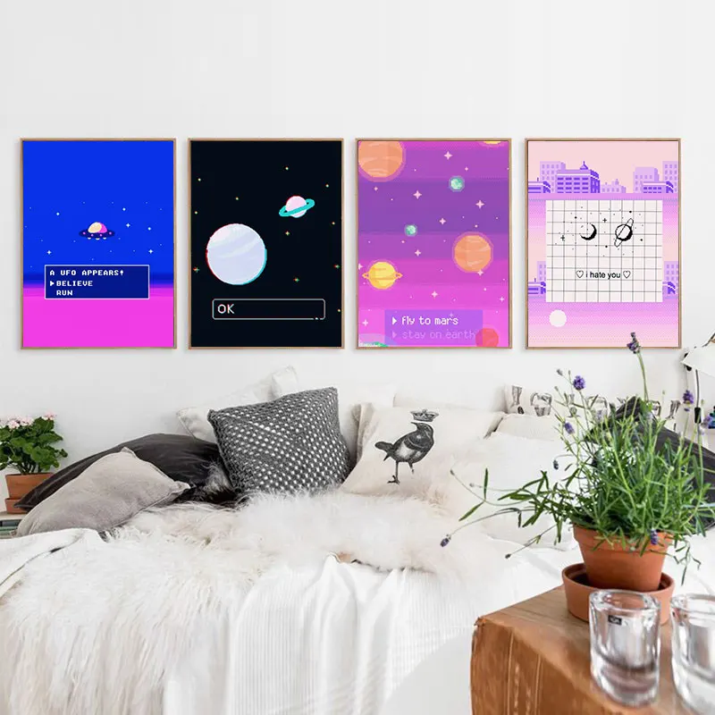 Пейзаж в стиле пространств планеты абстрактная эстетика домашний декор для