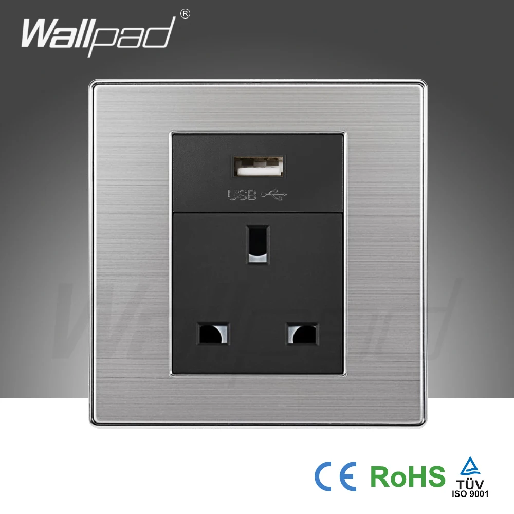 2019 Wallpad UK 13A 3 Pin электрические розетки с Usb в стене|uk wall|socket with usbsocket electrical |